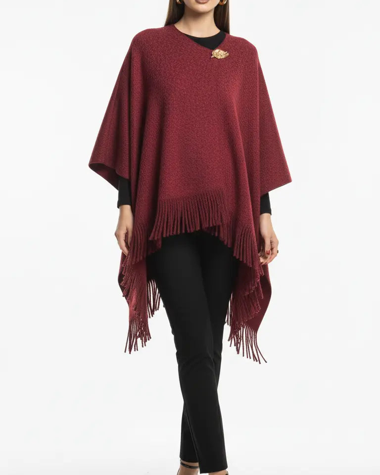 Mantella con dettaglio in oro e frange UNICA by Ironica