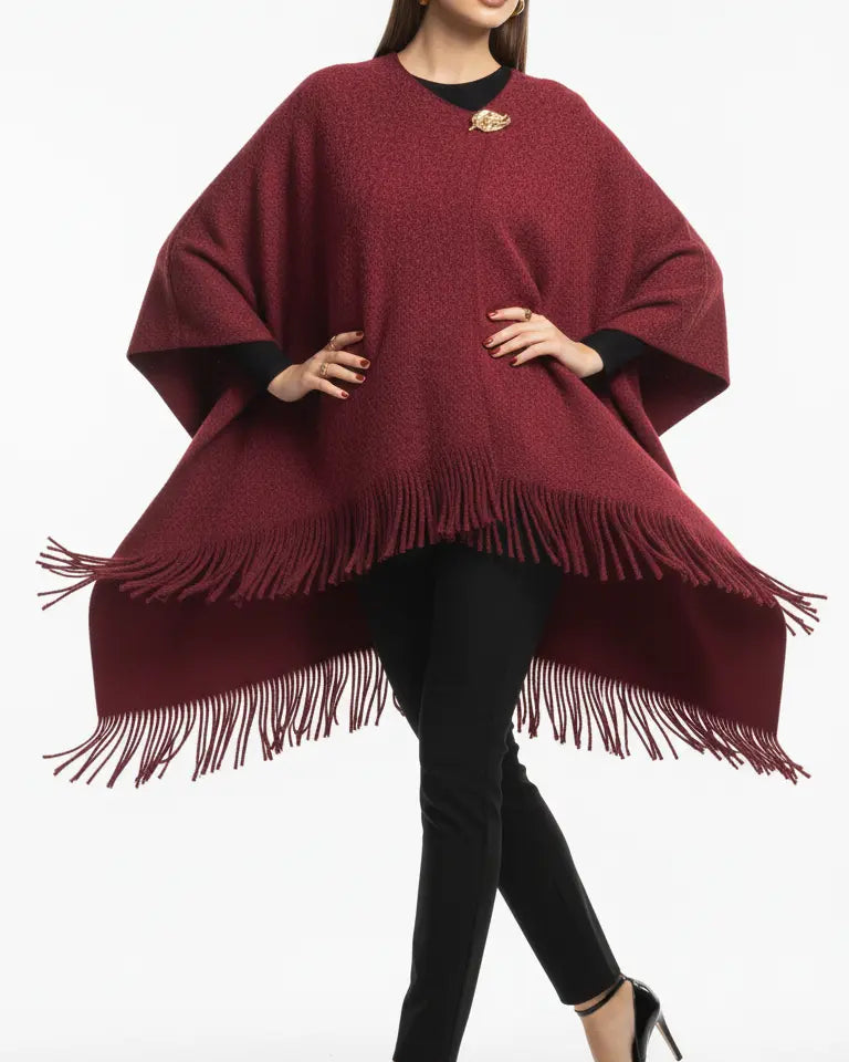 Mantella con dettaglio in oro e frange UNICA by Ironica