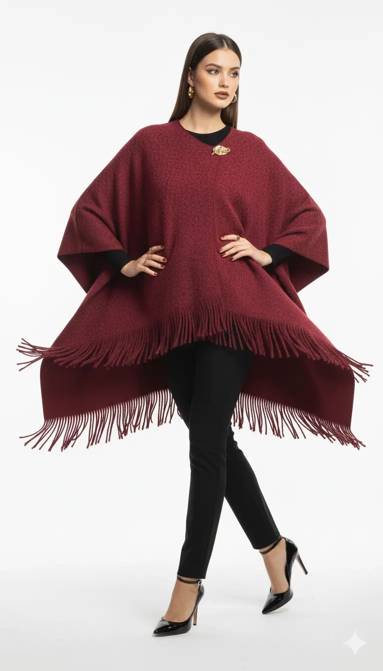 Mantella con dettaglio in oro e frange UNICA by Ironica