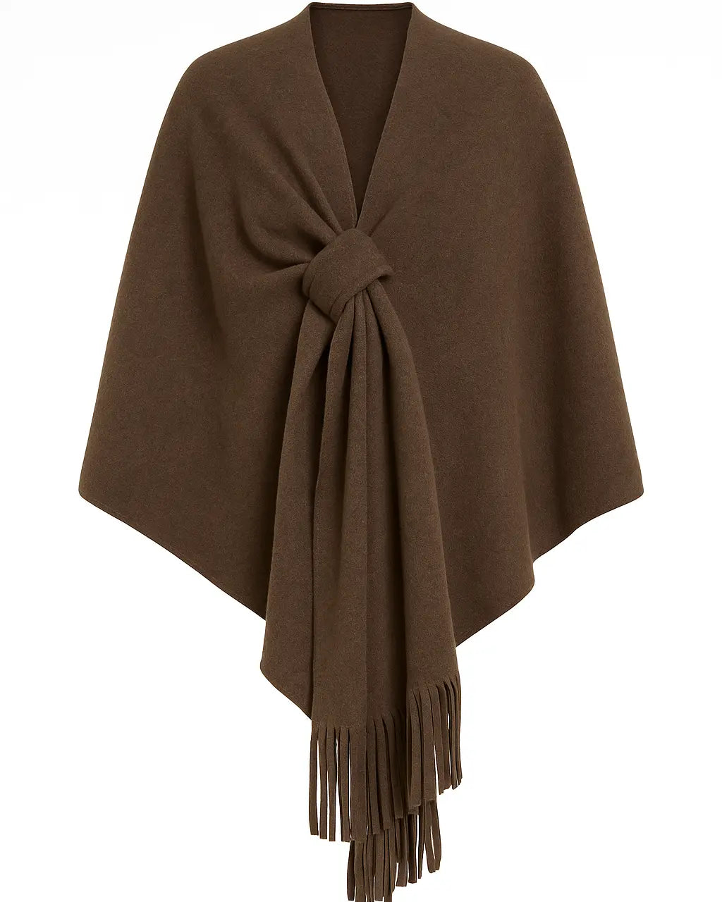 Mantella con nodo e frange UNICA by Ironica Taglia unica (44/46 o M/L) / Cacao