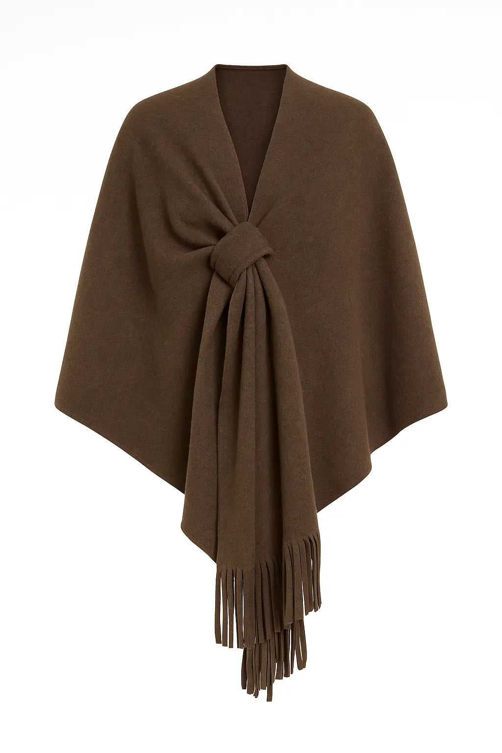 Mantella con nodo e frange UNICA by Ironica Taglia unica (44/46 o M/L) / Cacao