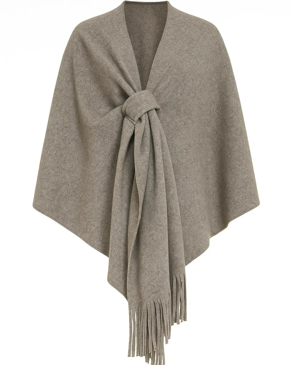 Mantella con nodo e frange UNICA by Ironica Taglia unica (44/46 o M/L) / Tortora