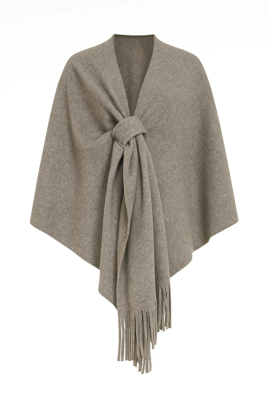 Mantella con nodo e frange UNICA by Ironica Taglia unica (44/46 o M/L) / Tortora