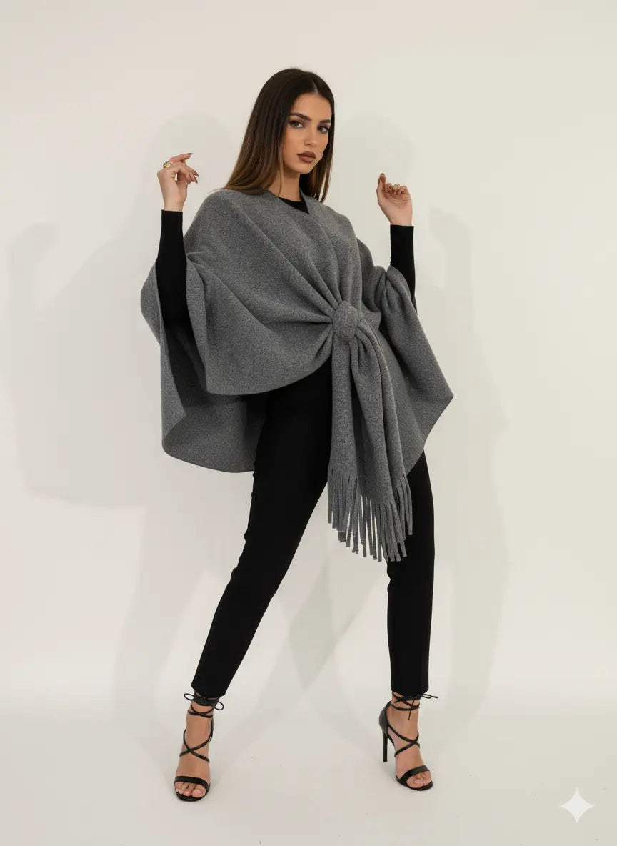 Mantella con nodo e frange UNICA by Ironica