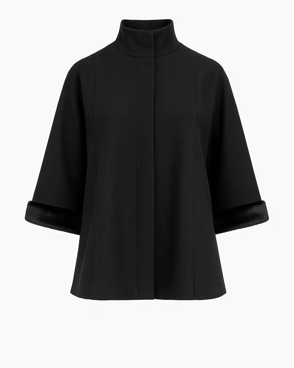 Mantella tinta unita con inserti di pelliccia DORABELLA