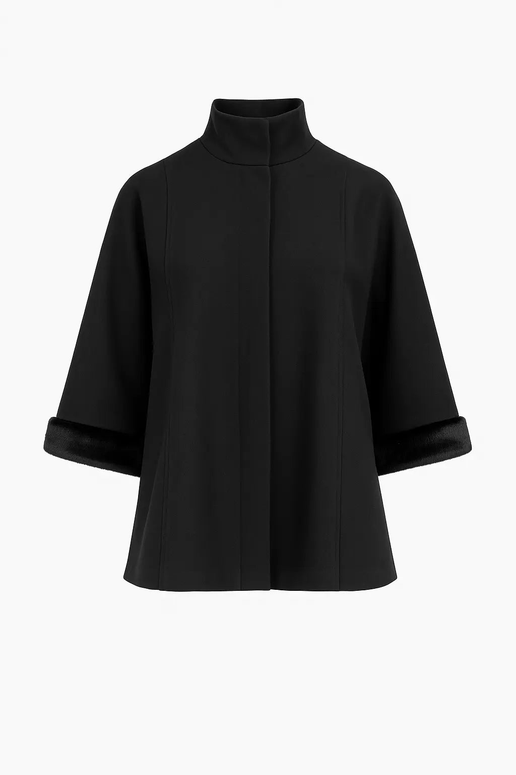 Mantella tinta unita con inserti di pelliccia DORABELLA