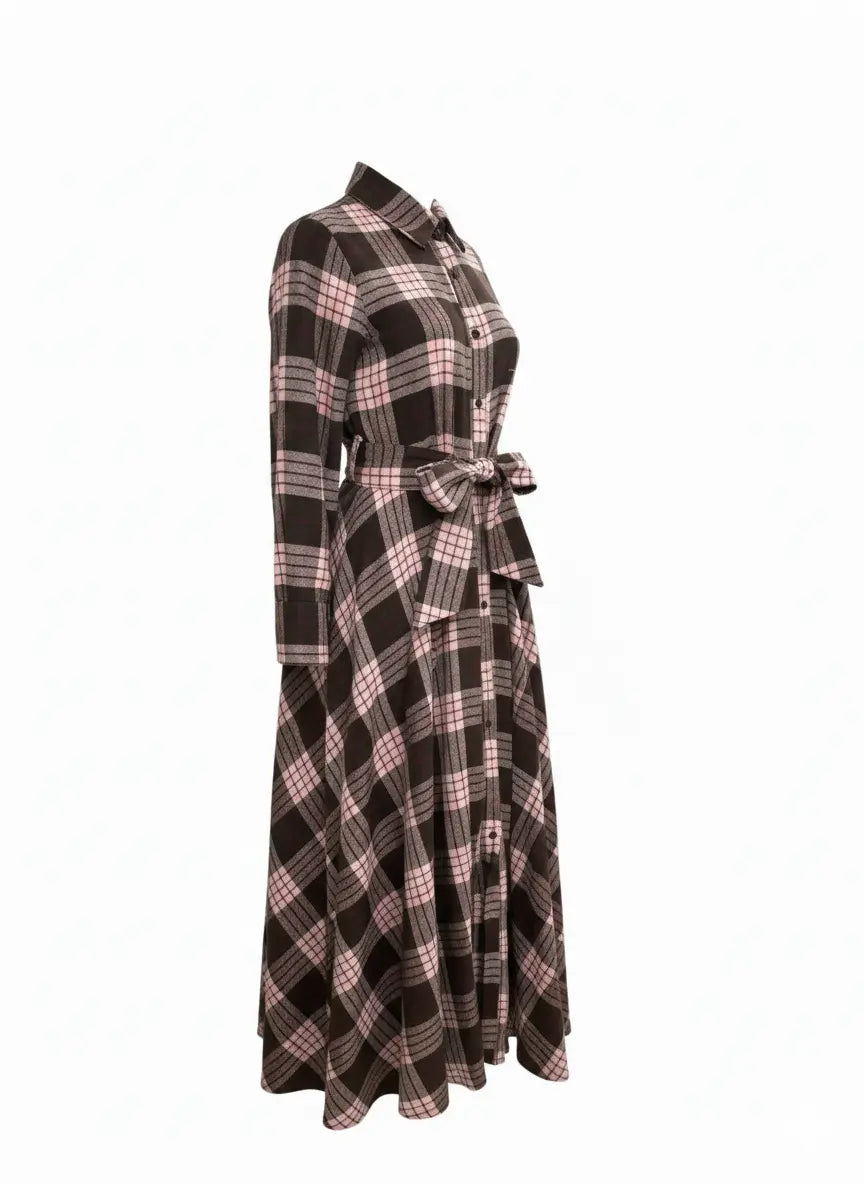Maxi chemisier tartan IRONICA