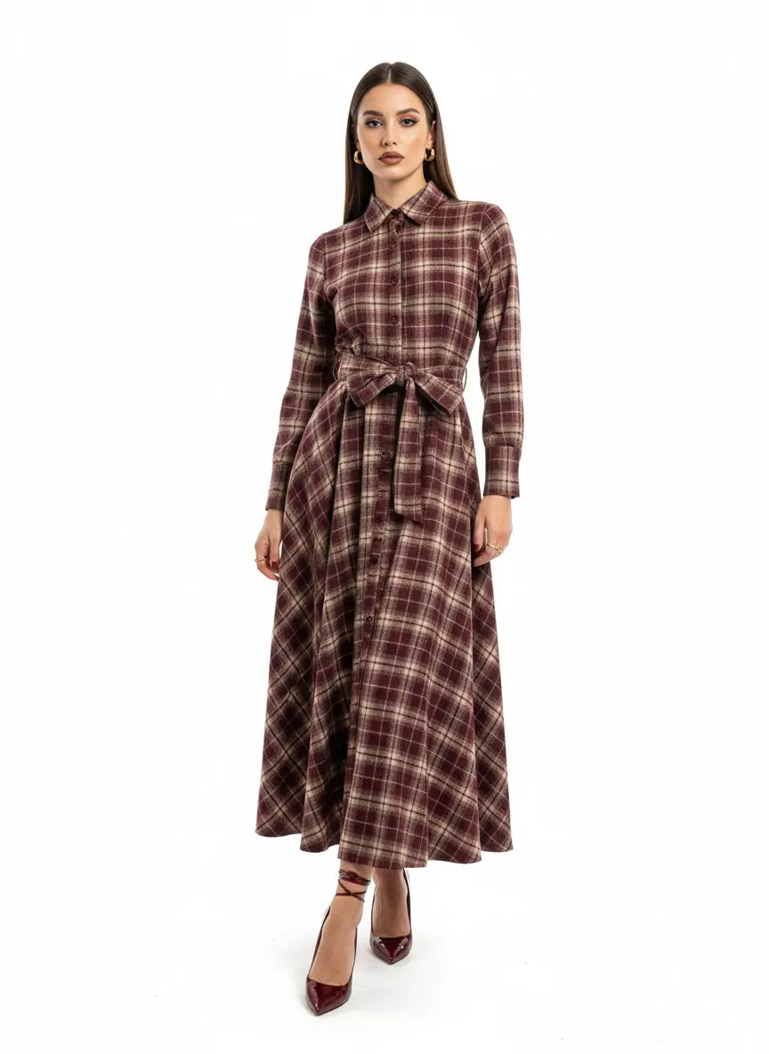 Maxi chemisier tartan IRONICA