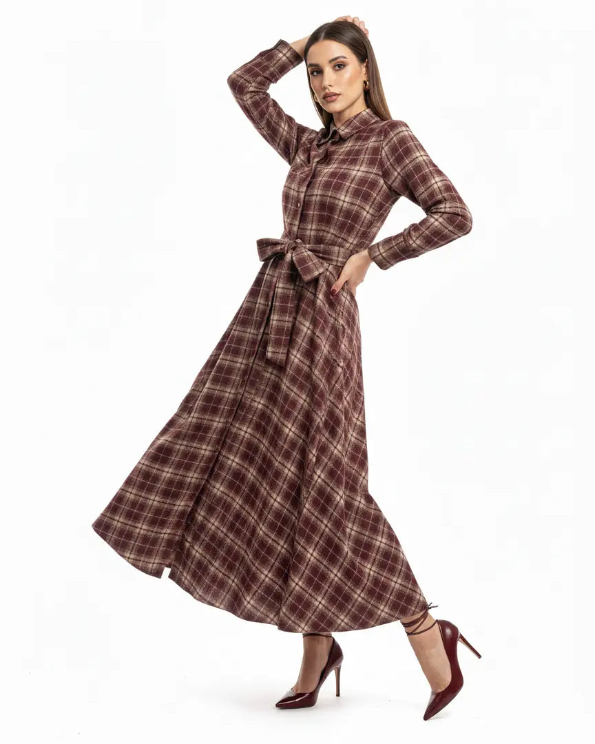 Maxi chemisier tartan IRONICA