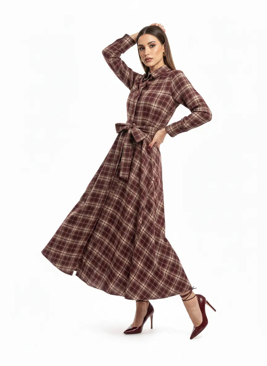 Maxi chemisier tartan IRONICA