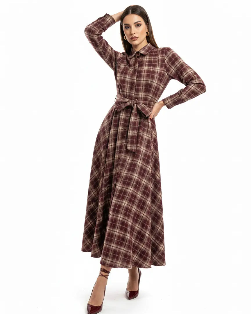 Maxi chemisier tartan IRONICA