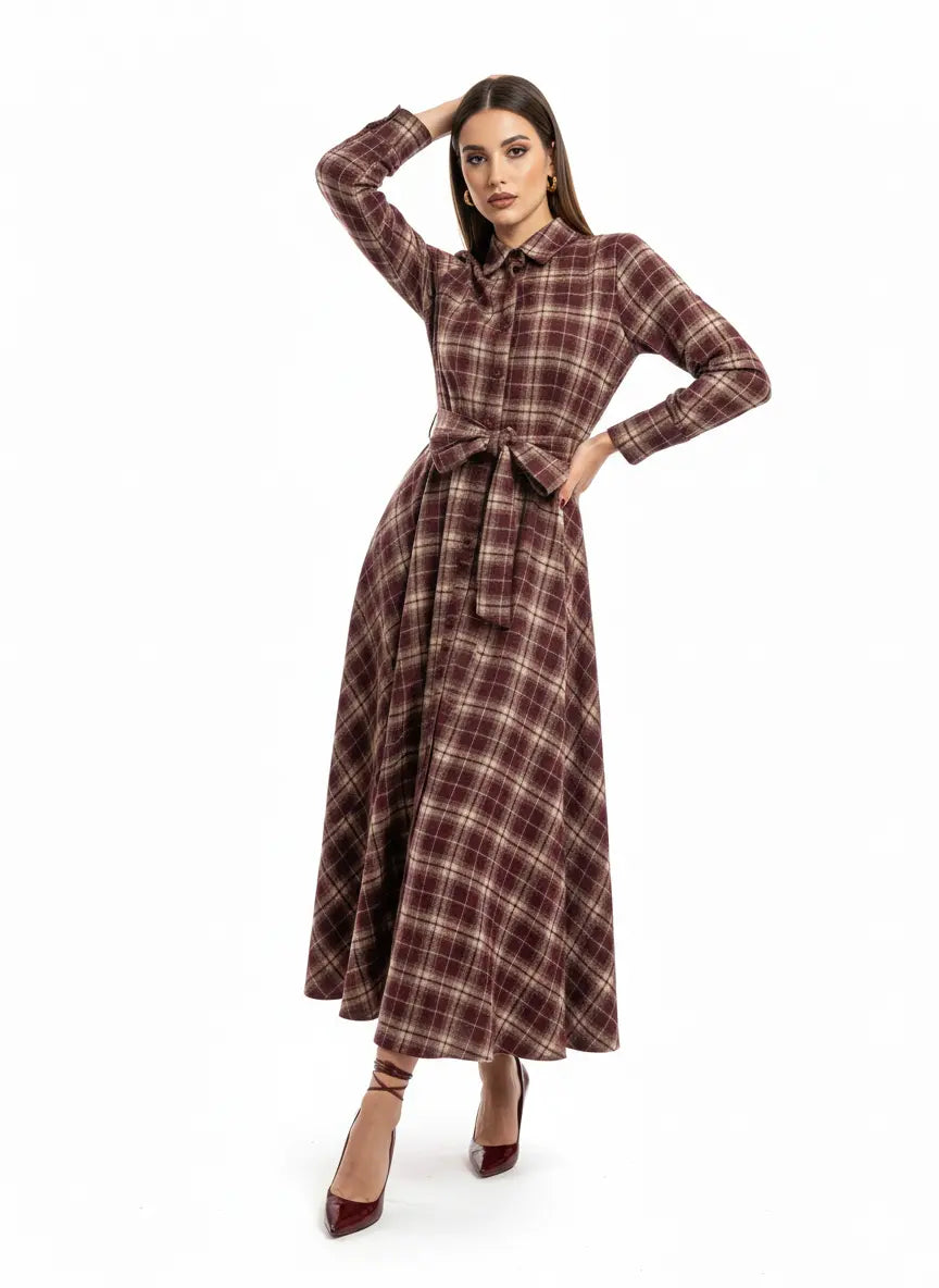 Maxi chemisier tartan IRONICA
