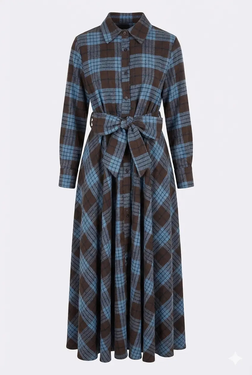 Maxi chemisier tartan IRONICA