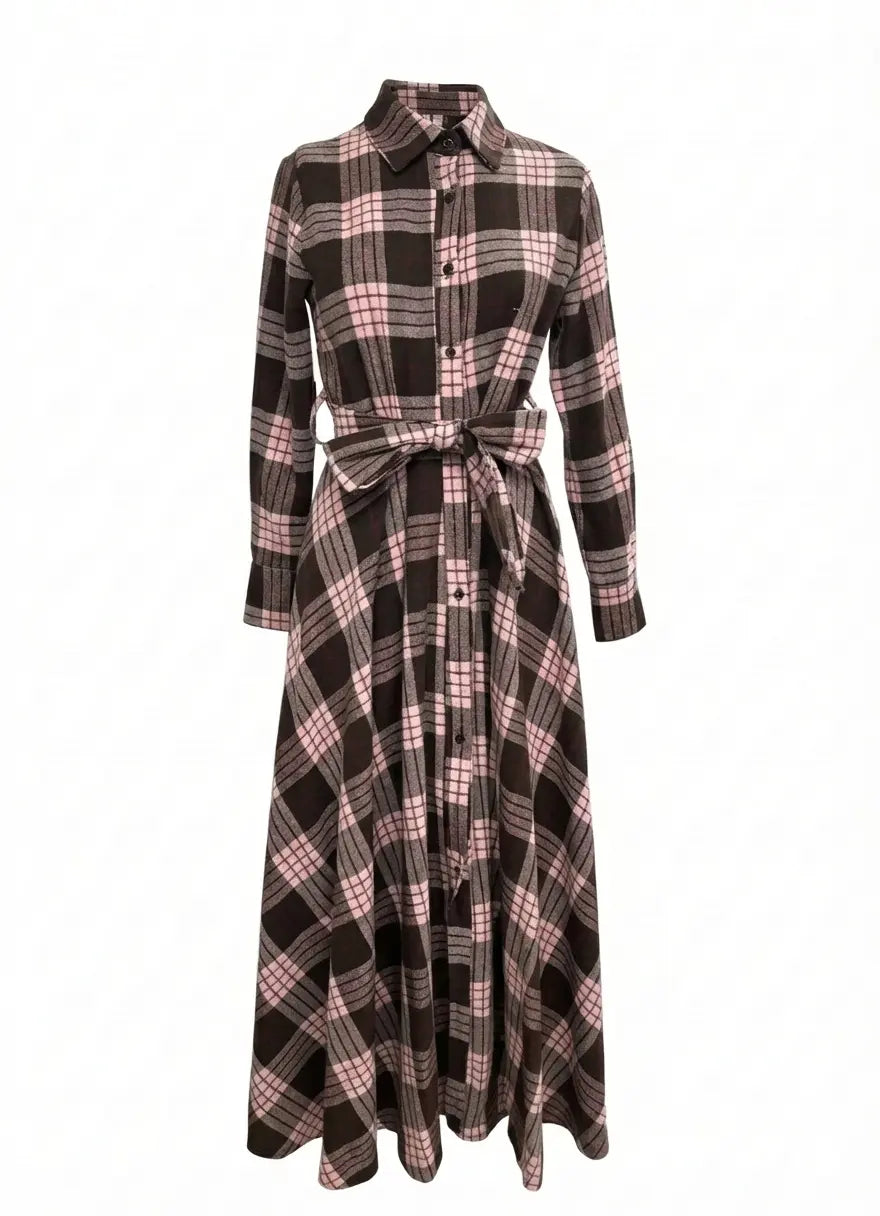 Maxi chemisier tartan IRONICA