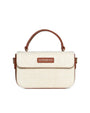 Mini bag in rafia con dettagli in ecopelle e tracolla a catena BEIGE DORABELLA