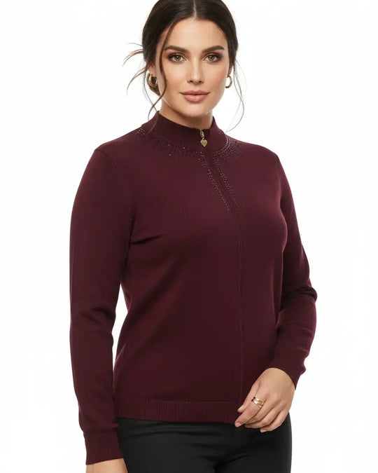 Mock neck zip con applicazione DORABELLA PIU'