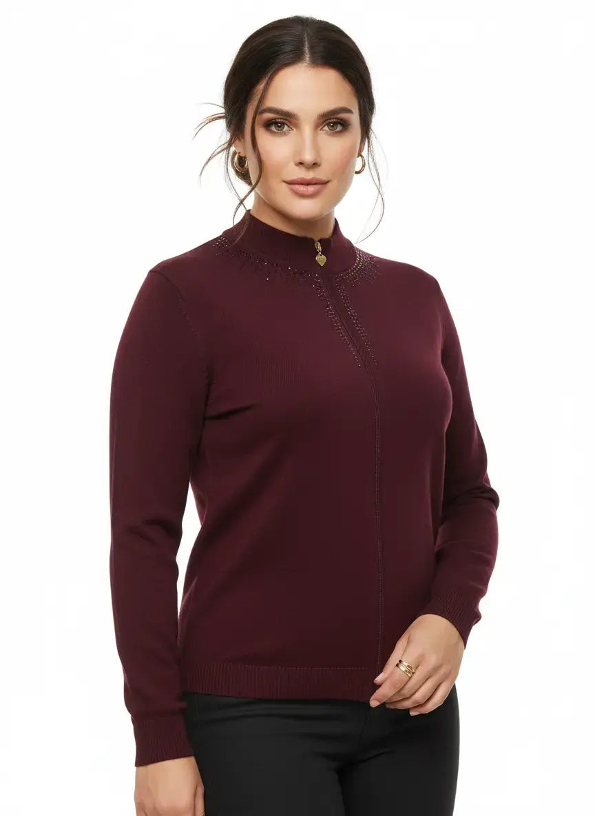 Mock neck zip con applicazione DORABELLA PIU'