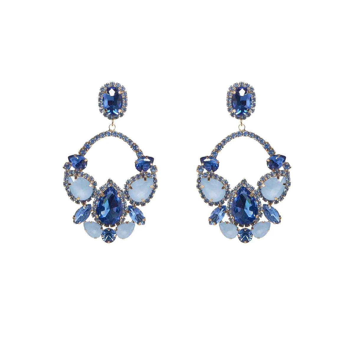 Orecchini ovali pendenti con pietre e strass BLU DORABELLA UNICO
