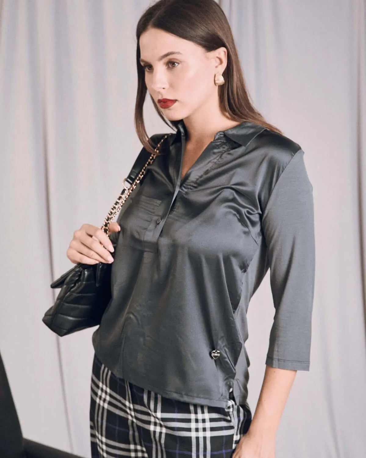 POLO BI-MATERIALE PIOMBO DORABELLA