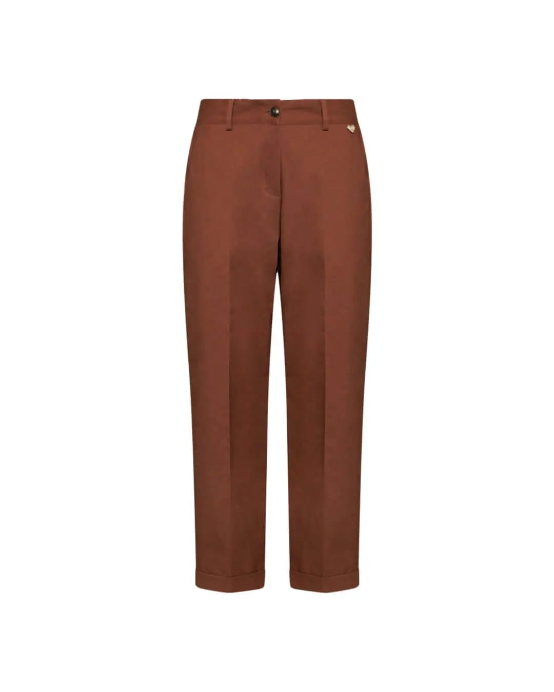 Pantalone a gamba dritta con risvolto sul fondo TABACCO DORABELLA