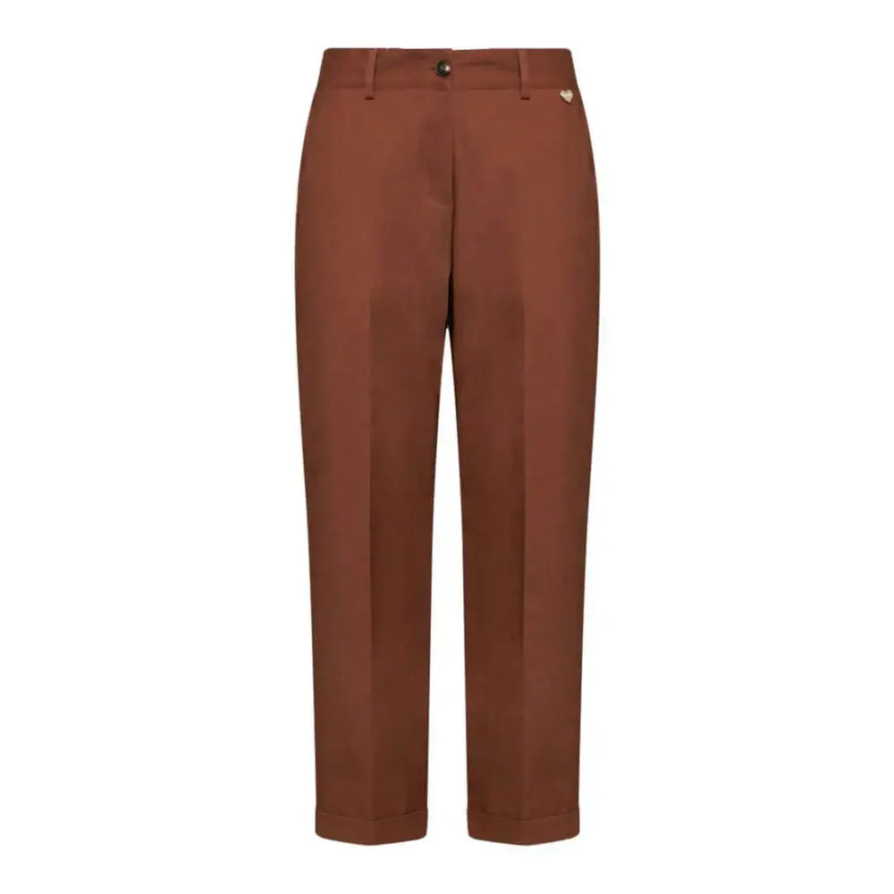 Pantalone a gamba dritta con risvolto sul fondo TABACCO DORABELLA