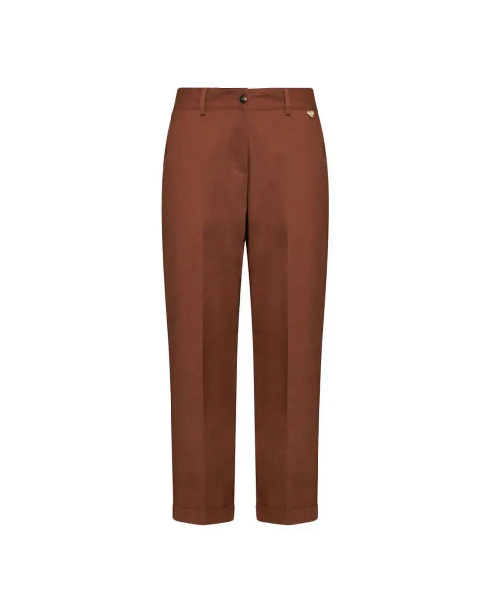 Pantalone a gamba dritta con risvolto sul fondo TABACCO DORABELLA