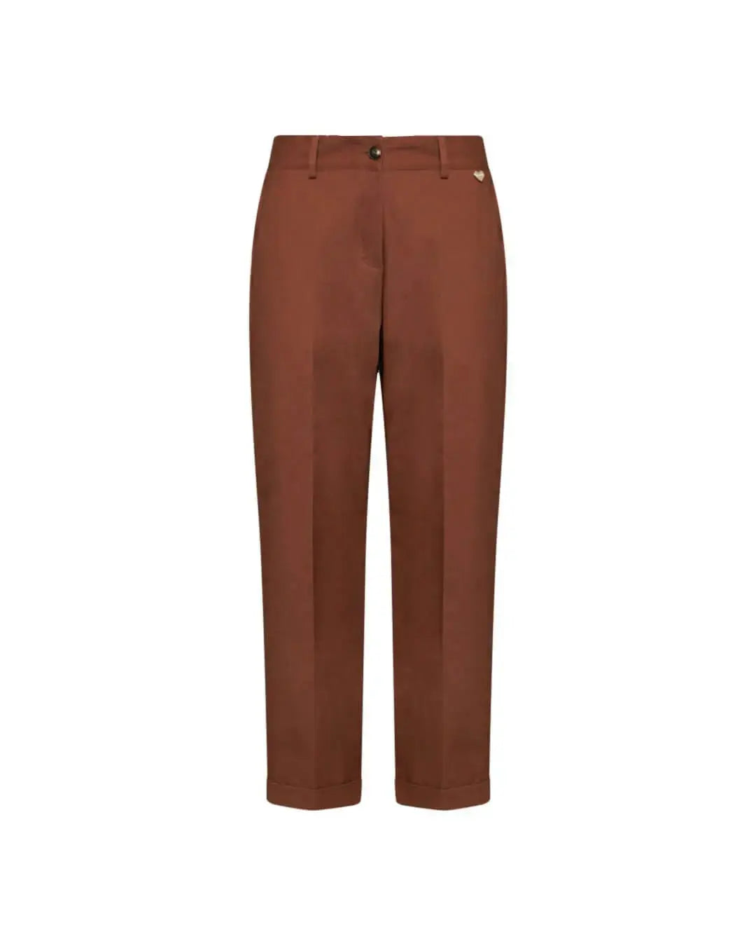 Pantalone a gamba dritta con risvolto sul fondo TABACCO DORABELLA