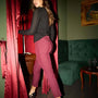 Pantalone a gamba dritta con risvolto sul fondo e applicazione strass posteriore BORDEAUX DORABELLA 52