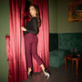 Pantalone a gamba dritta con risvolto sul fondo e applicazione strass posteriore BORDEAUX DORABELLA