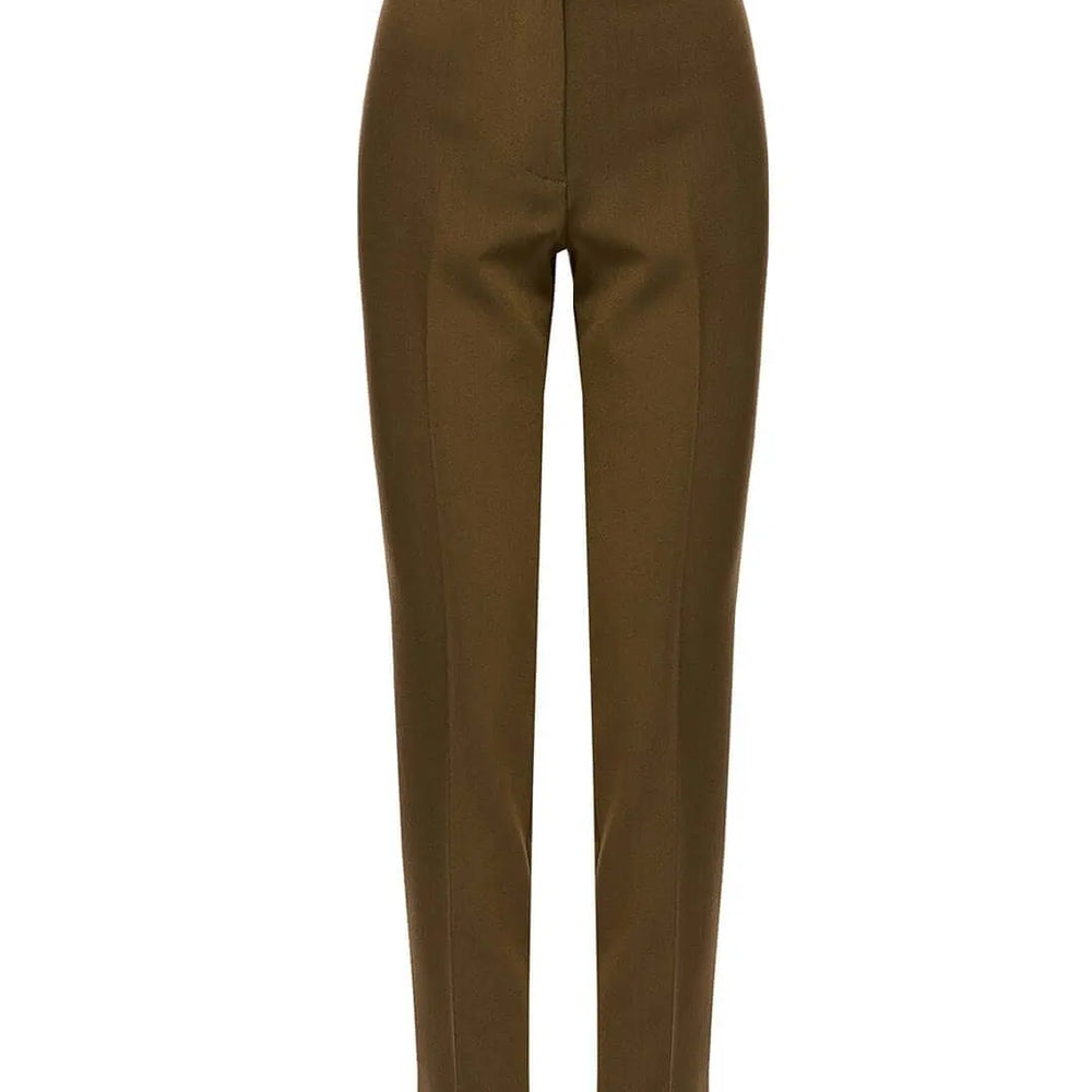 Pantalone a gamba dritta con risvolto sul fondo e applicazione strass posteriore VERDE MILITARE DORABELLA 52