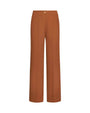 Pantalone a gamba dritta in crêpe elasticizzato tinta unita con bottone metallico. NOCE DORABELLA PIU'