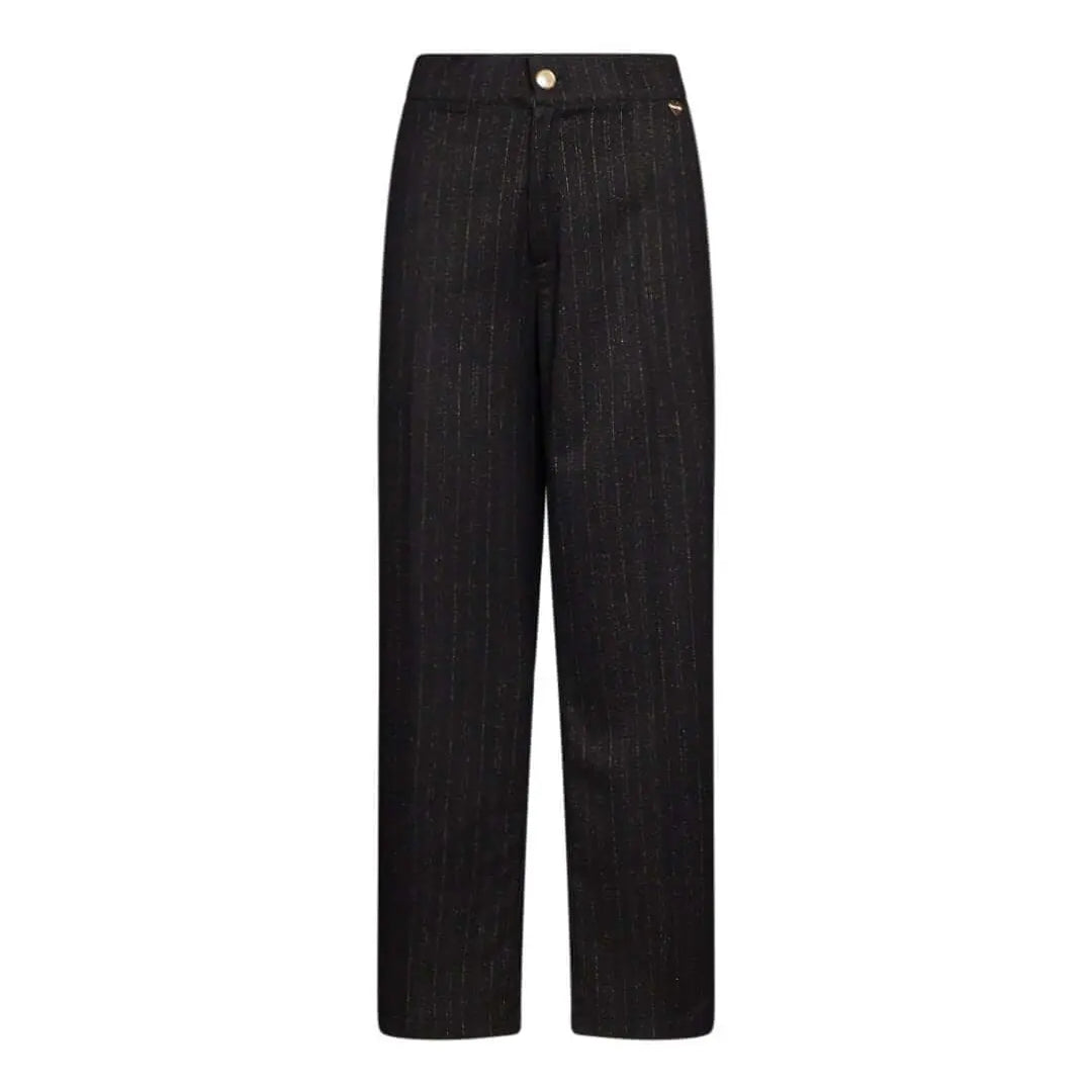 Pantalone a gamba dritta in essuto gessato lurex NERO-ORO DORABELLA PIU'