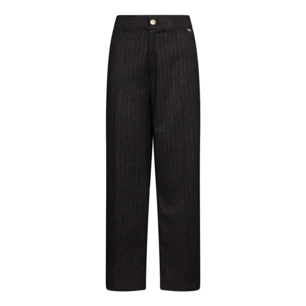 Pantalone a gamba dritta in essuto gessato lurex NERO-ORO DORABELLA PIU'