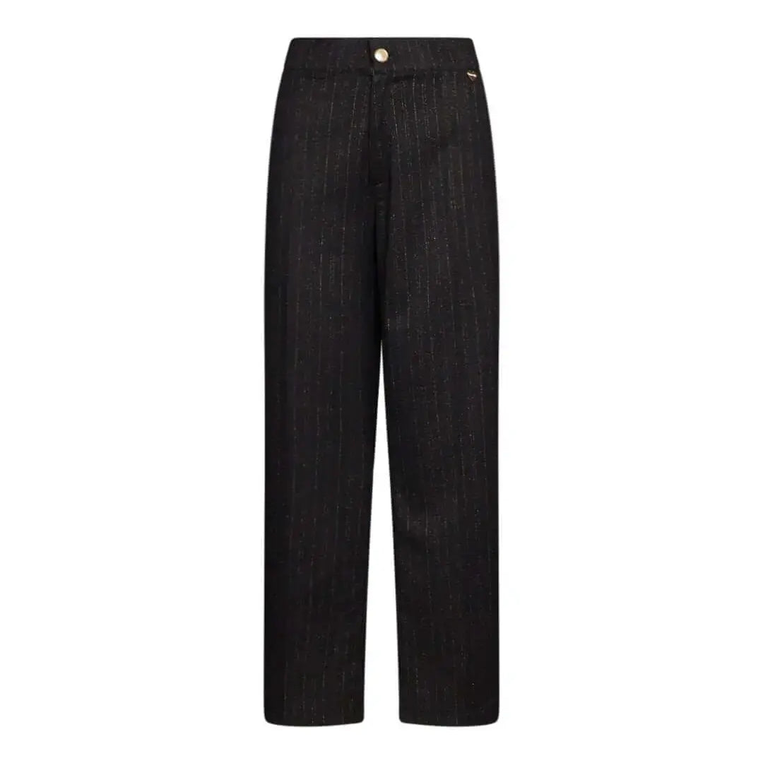 Pantalone a gamba dritta in essuto gessato lurex NERO-ORO DORABELLA PIU'