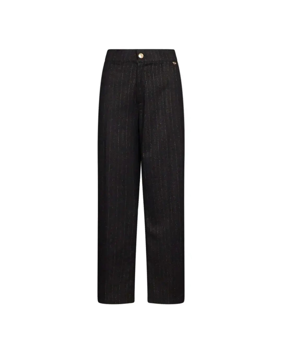 Pantalone a gamba dritta in essuto gessato lurex NERO-ORO DORABELLA PIU'