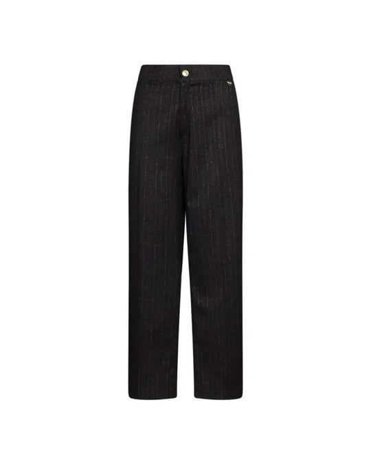 Pantalone a gamba dritta in essuto gessato lurex NERO-ORO DORABELLA PIU'