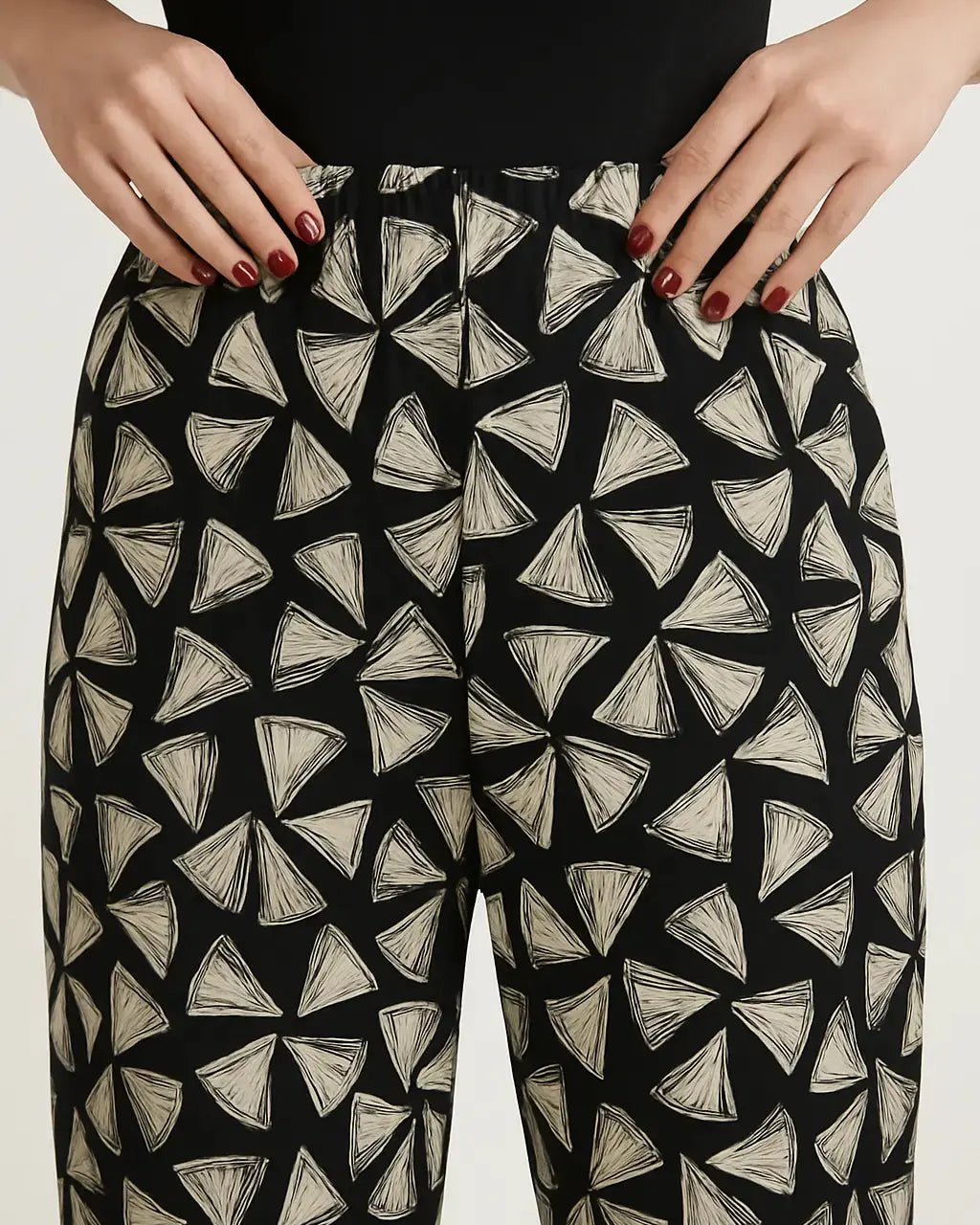 Pantalone a gamba dritta in misto viscosa a fantasia con coulisse in vita DORABELLA PIU'