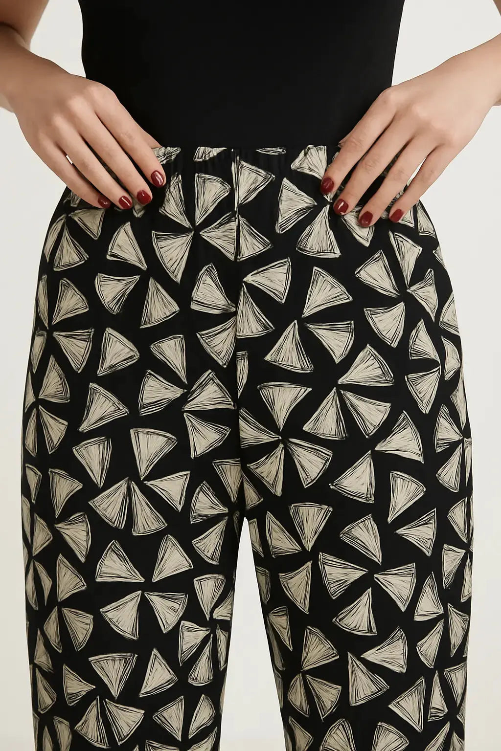 Pantalone a gamba dritta in misto viscosa a fantasia con coulisse in vita DORABELLA PIU'