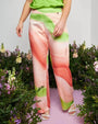 Pantalone a gamba dritta in raso con fantasia astratta sfumata CIPRIA DORABELLA XXL