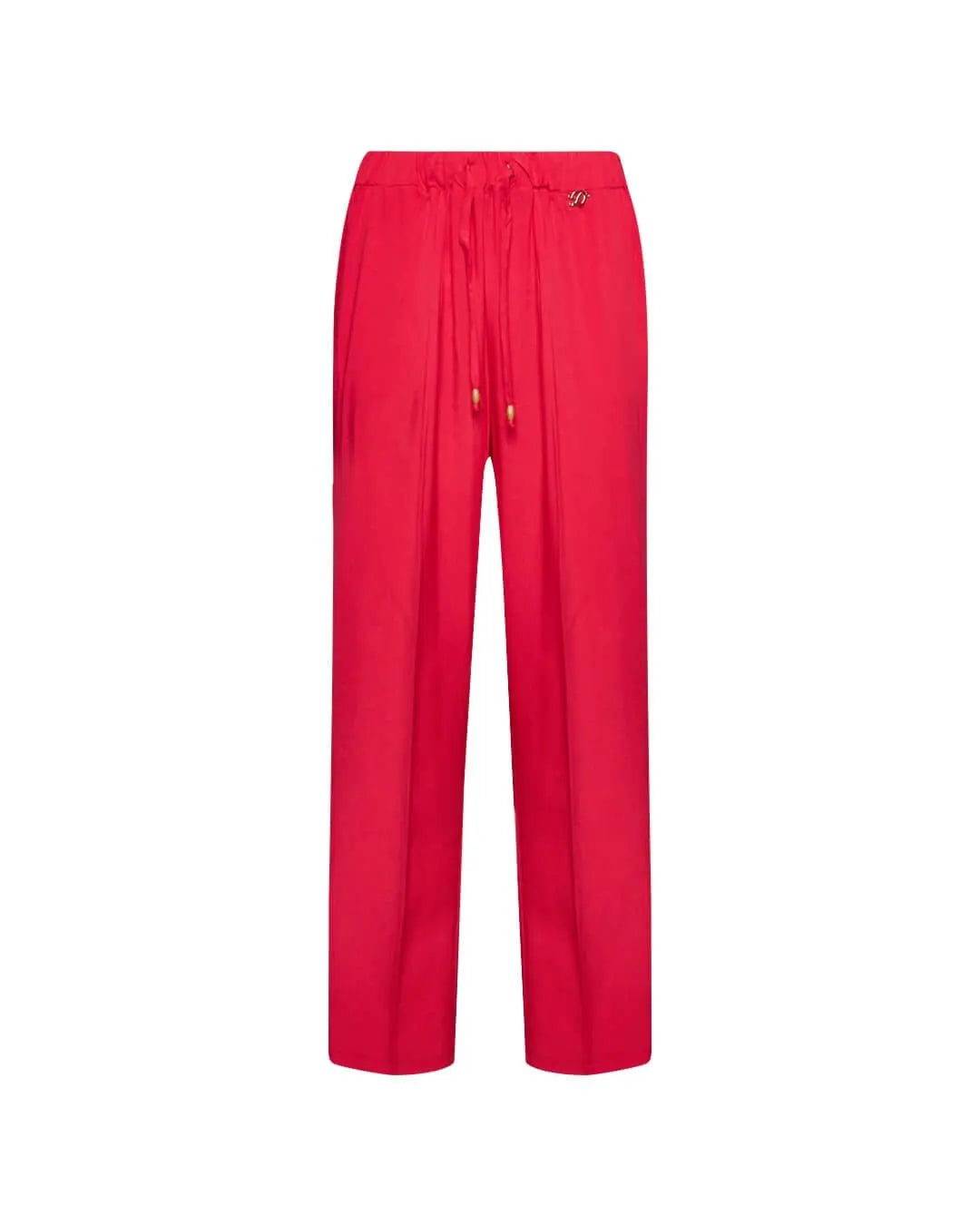 Pantalone a gamba dritta in twill di viscosa tinta unita con coulisse in vita. FRAGOLA DORABELLA