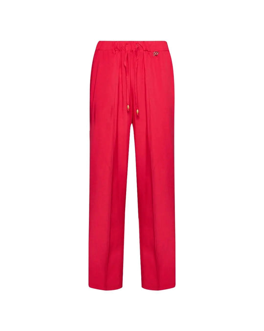 Pantalone a gamba dritta in twill di viscosa tinta unita con coulisse in vita. FRAGOLA DORABELLA