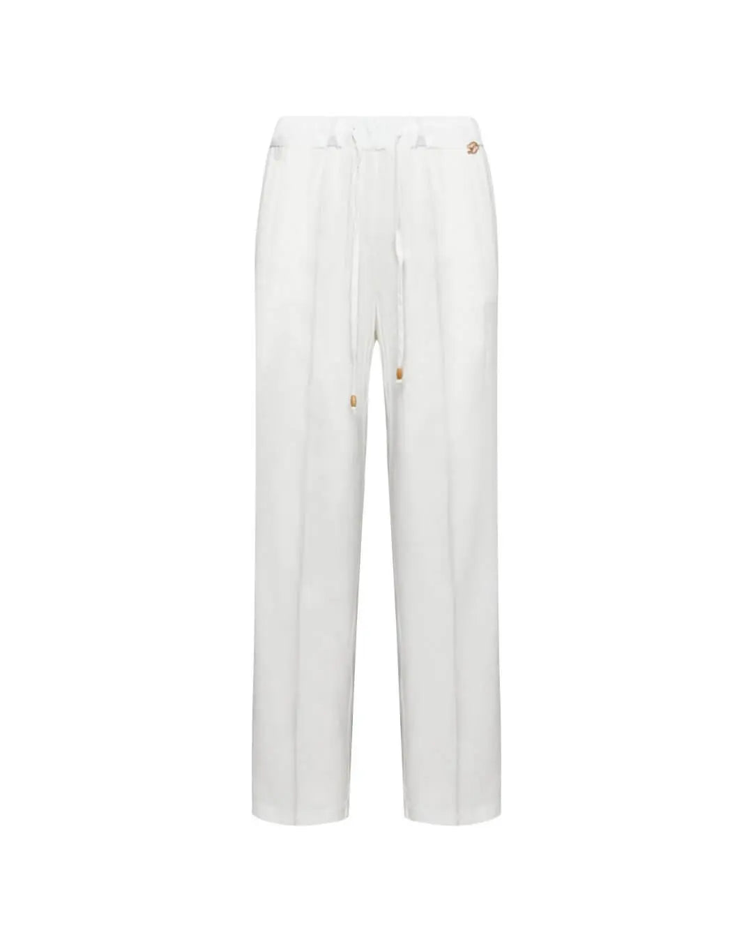 Pantalone a gamba dritta in twill di viscosa tinta unita con coulisse in vita. OFF WHITE DORABELLA