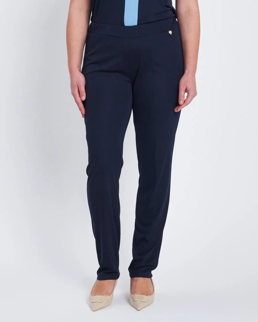 Pantalone a palazzo con vita elastica BLU DORABELLA PIU' 49