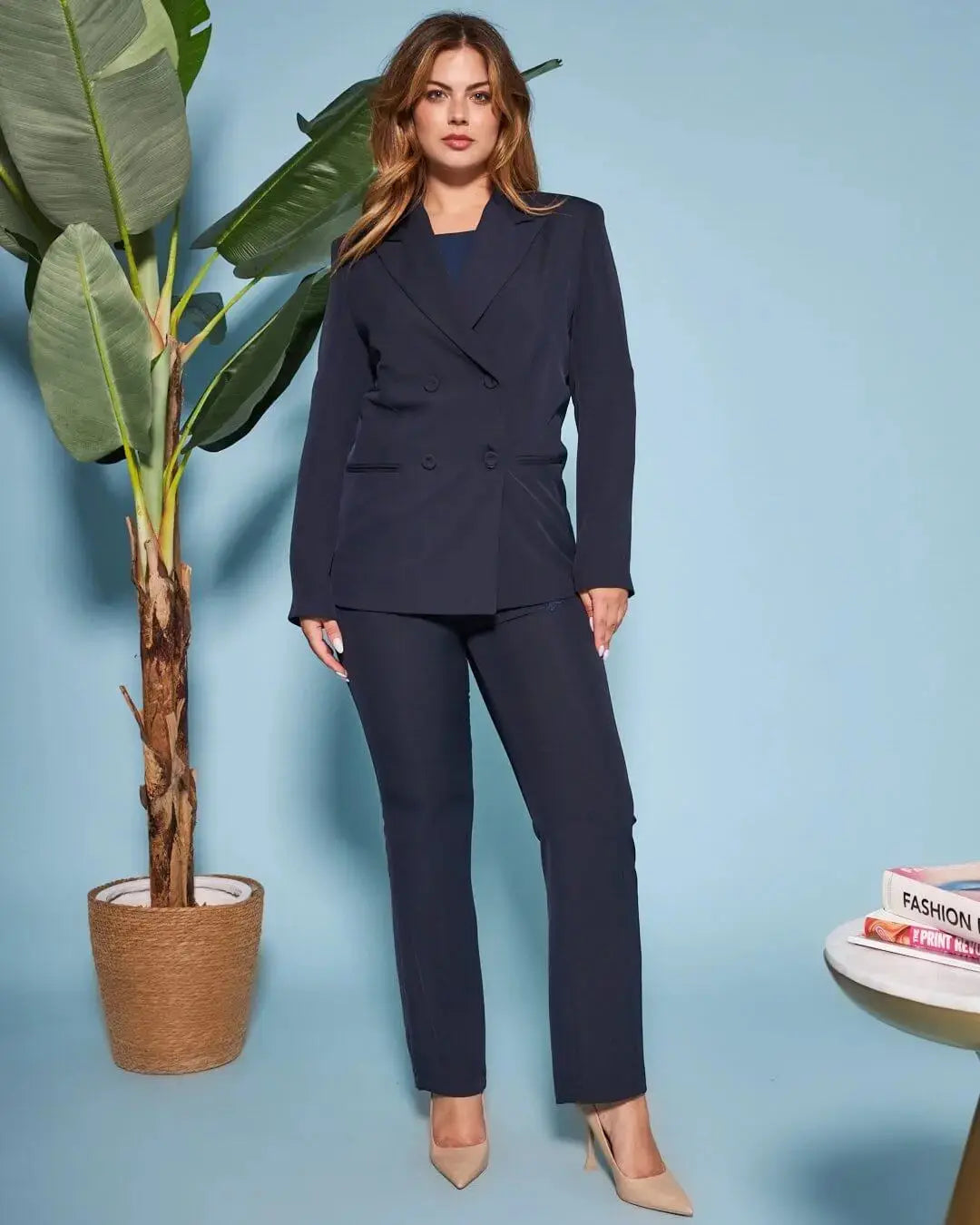 Pantalone a sigaretta in cady elasticizzato con bottoni in tinta DORABELLA