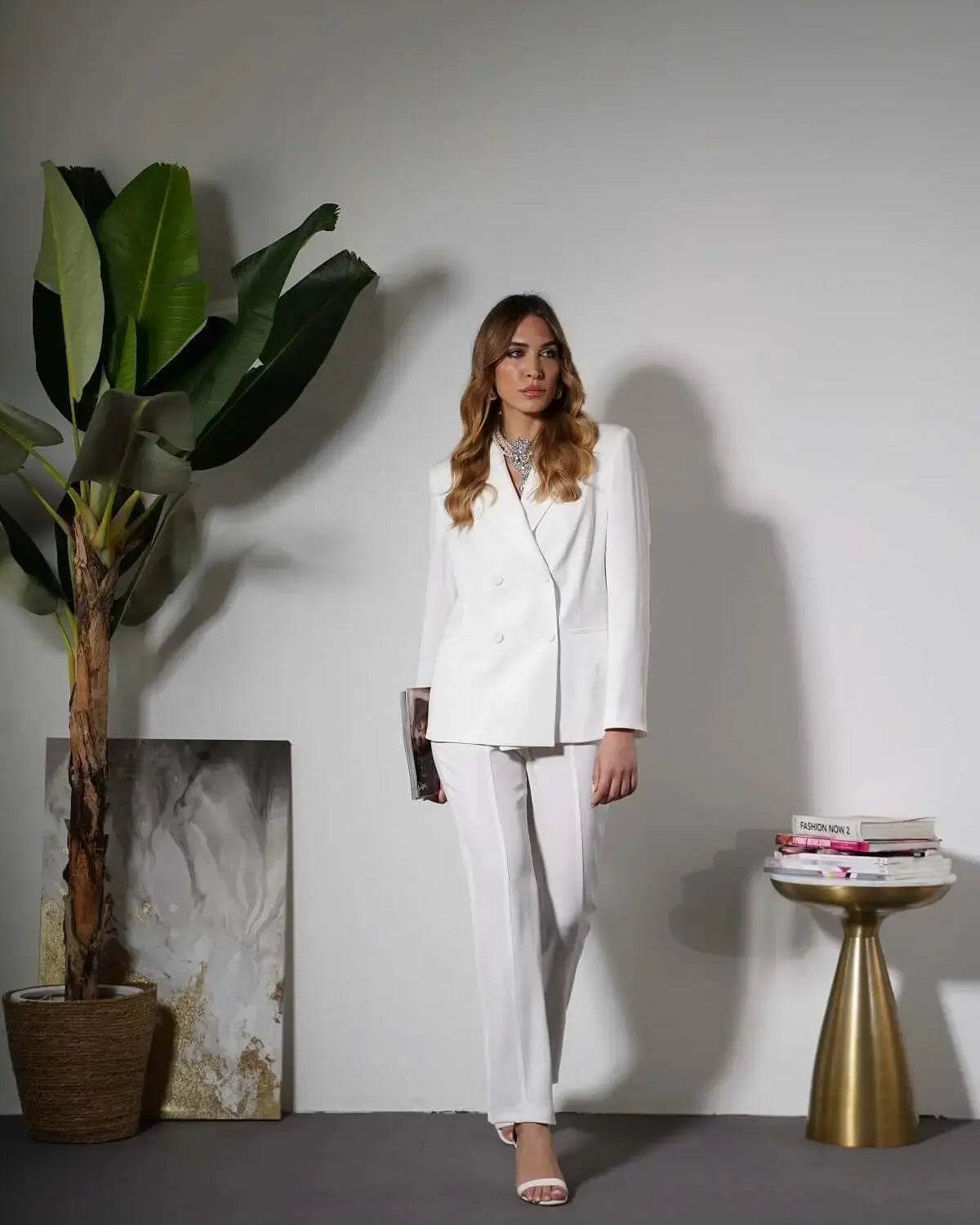 Pantalone a sigaretta in cady elasticizzato con bottoni in tinta OFF WHITE DORABELLA