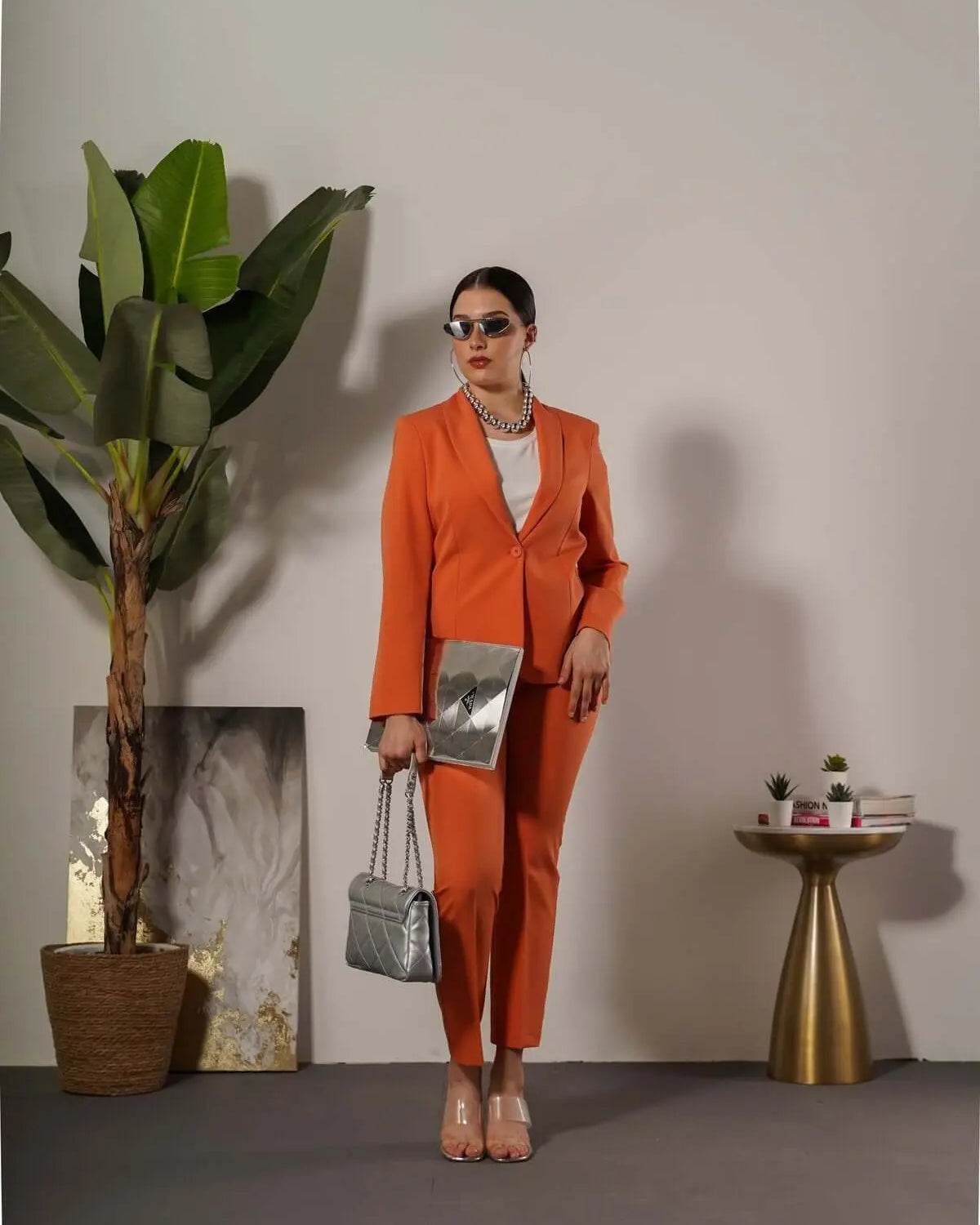 Pantalone a sigaretta in cady elasticizzato di misto viscosa tinta unita. SALMONE DORABELLA 50