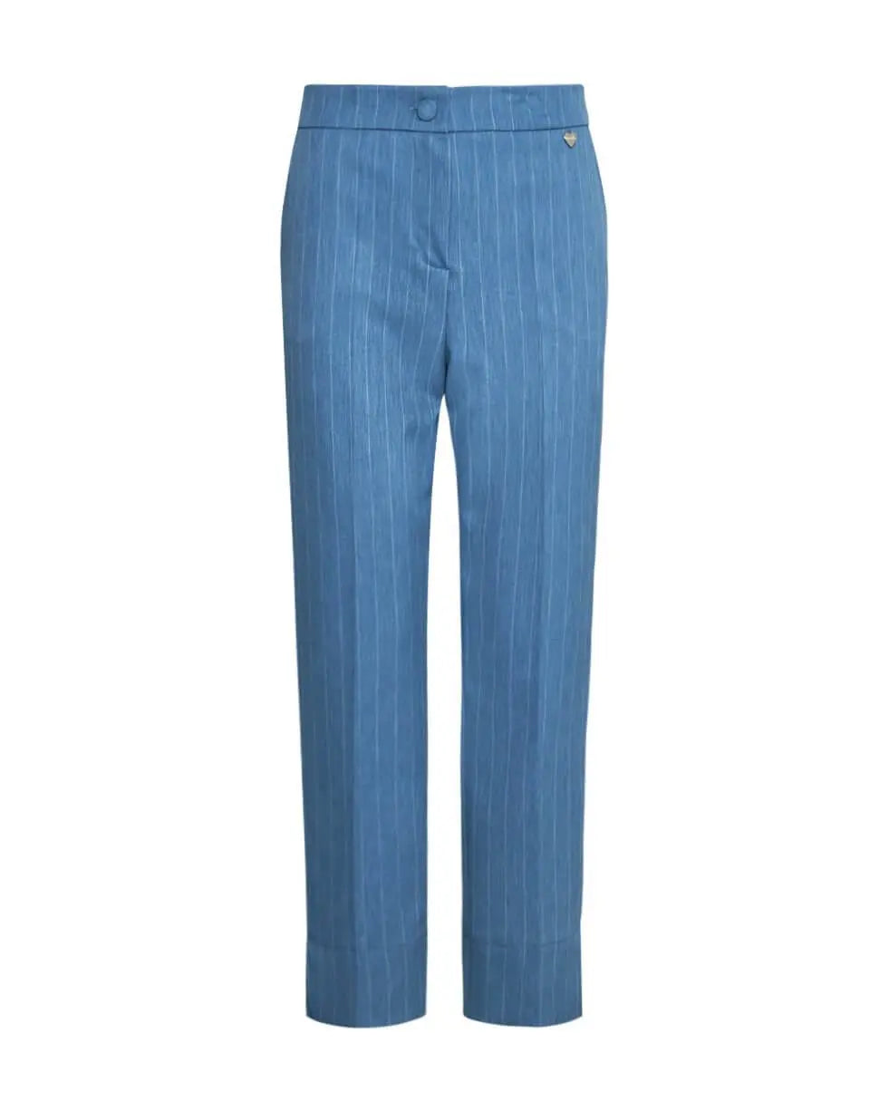 Pantalone a sigaretta in chambray gessato con tasca america DENIM DORABELLA