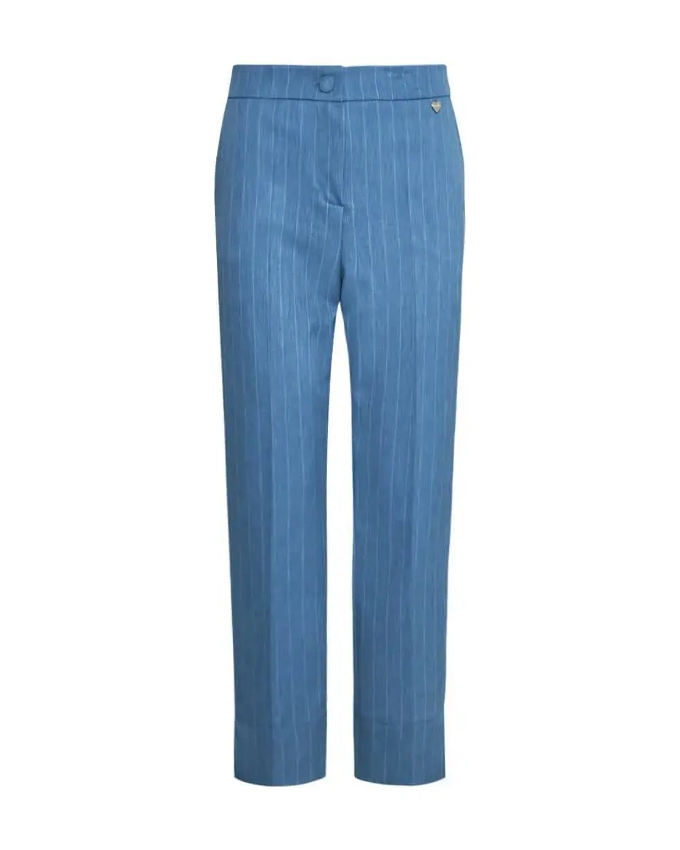 Pantalone a sigaretta in chambray gessato con tasca america DENIM DORABELLA