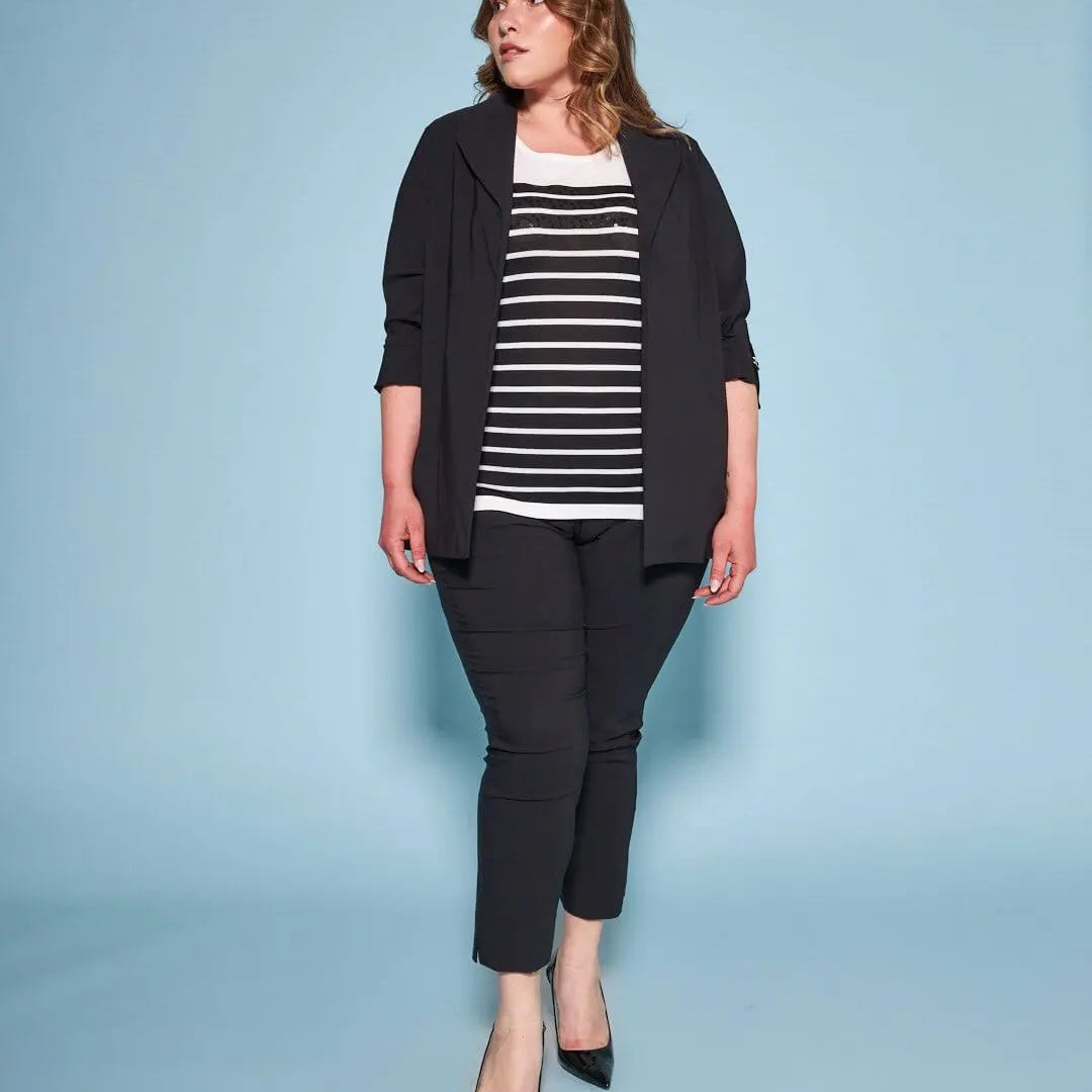 Pantalone a sigaretta in gabardine di misto viscosa elasticizzata NERO DORABELLA PIU' 49