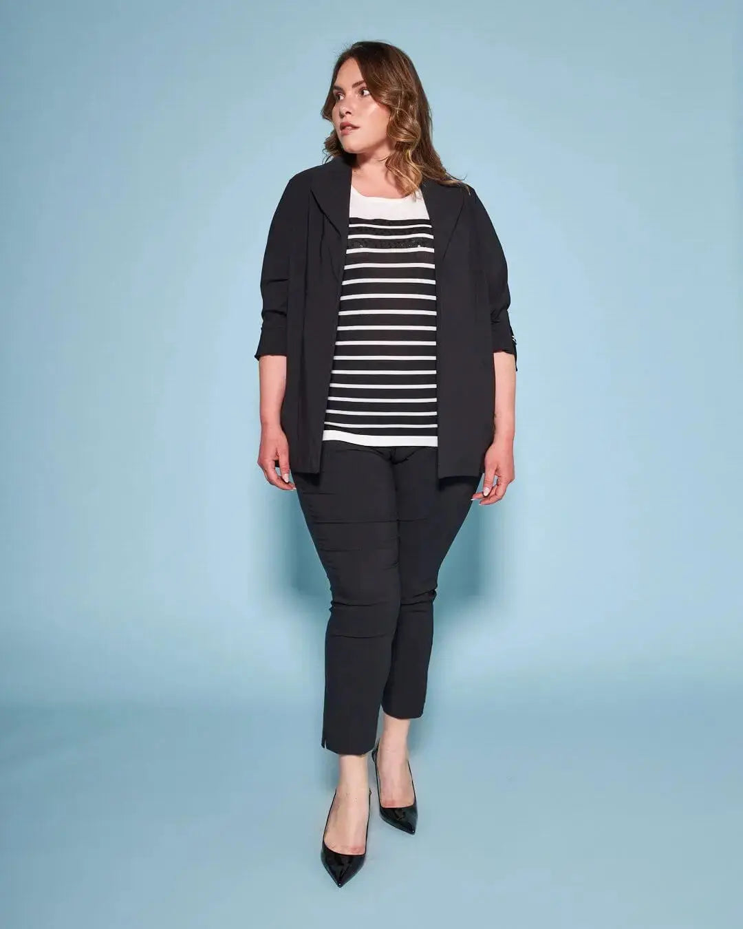 Pantalone a sigaretta in gabardine di misto viscosa elasticizzata NERO DORABELLA PIU' 49